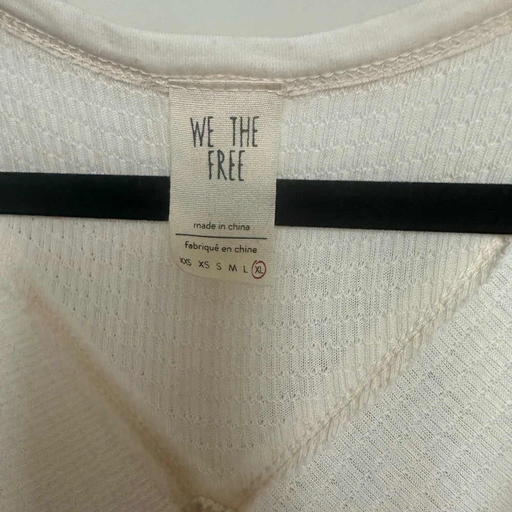 We The Free Cream Long Sleeve V-Neck Top - Picture 3 of 3